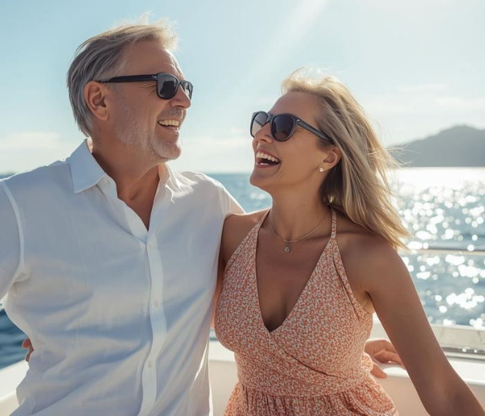 wealth advisers, middle aged couple enjoying wealth and retirement